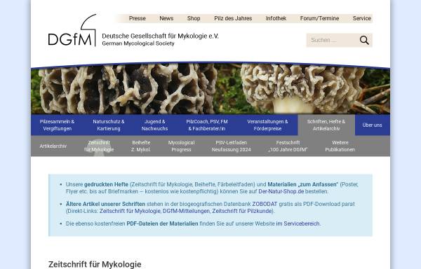 Vorschau von www.dgfm-ev.de, Zeitschrift für Mykologie