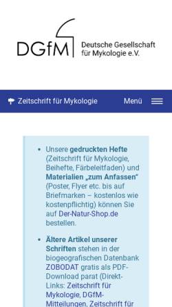 Vorschau der mobilen Webseite www.dgfm-ev.de, Zeitschrift für Mykologie