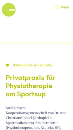 Vorschau der mobilen Webseite www.wiesbaden-physiotherapie.de, Privatpraxis für Physiotherapie Inh. Erik Bernhard