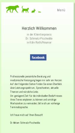 Vorschau der mobilen Webseite www.tierärztinköln.de, Kleintierpraxiis Dr. med. vet. Miriam Schmalz-Picchedda