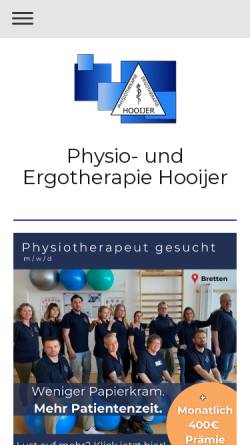 Vorschau der mobilen Webseite www.physiotherapie-hooijer.de, Physiotherapie Schillinger