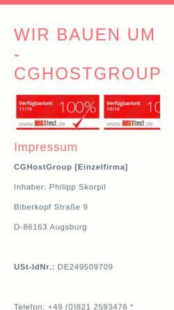 Vorschau der mobilen Webseite cghost.de, CG-Host Group