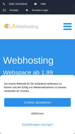 Vorschau der mobilen Webseite la-webhosting.de, LA Webhosting