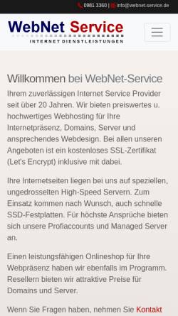 Vorschau der mobilen Webseite webnet-service.de, WebNet Service