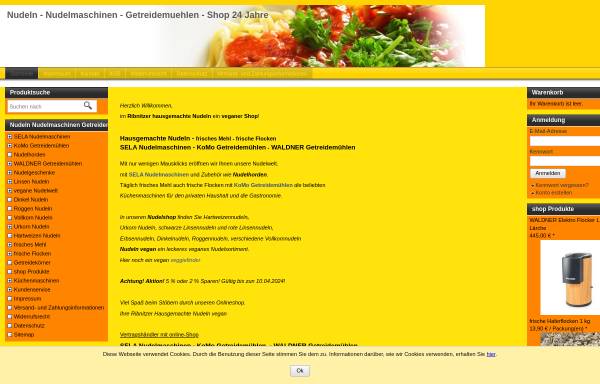 Vorschau von www.hausgemachte-nudeln.de, Ribnitzer Hausgemachte Nudeln, Dirk Kammer