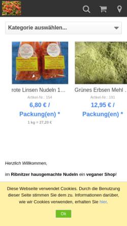 Vorschau der mobilen Webseite www.hausgemachte-nudeln.de, Ribnitzer Hausgemachte Nudeln, Dirk Kammer