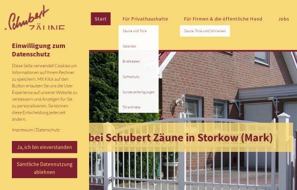Vorschau von www.schubert-zaun.de, Schubert Zäune, Inhaber Detlef Schubert