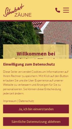 Vorschau der mobilen Webseite www.schubert-zaun.de, Schubert Zäune, Inhaber Detlef Schubert