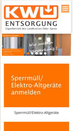 Vorschau der mobilen Webseite www.kwu-entsorgung.de, Kommunales Wirtschaftsunternehmen Entsorgung