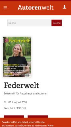 Vorschau der mobilen Webseite www.federwelt.de, Federwelt