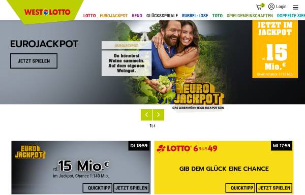 Vorschau von www.westlotto.de, Westdeutsche Lotterie GmbH & Co. OHG