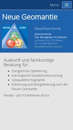 Vorschau der mobilen Webseite www.raumharmonie.ch, Johannes Schuler