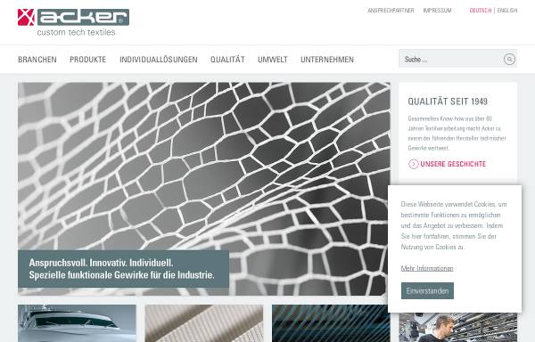 Vorschau von www.acker.de, Acker Textilwerk GmbH