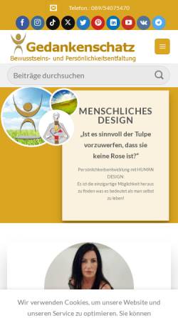 Vorschau der mobilen Webseite gedankenschatz.de, Gedankenschatz Bewusstseinszentrum 2012