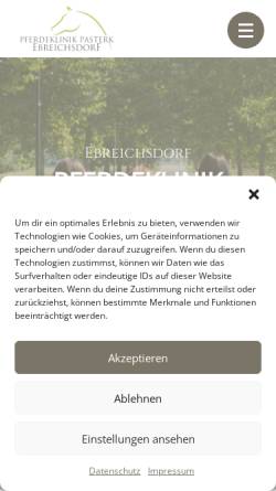 Vorschau der mobilen Webseite pferdeklinik-pasterk.at, Pferdeklinik Pasterk GmbH
