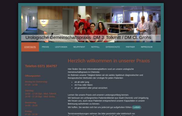 Vorschau von www.urologie-tolkmitt-grohs.de, Urologische Gemeinschaftspraxis DM J. Tolkmitt / DM Cl. Grohs