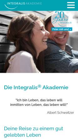 Vorschau der mobilen Webseite www.integralis-akademie.de, Integralis Seminare und Beratung GmbH