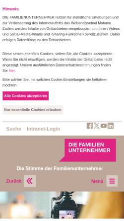 Vorschau der mobilen Webseite www.wir-familienunternehmer.eu, Wir Familienunternehmer - Die Familienunternehmer - ASU e.V.