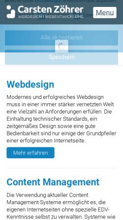 Vorschau der mobilen Webseite www.zoehrer.de, Webdesign Carsten Zöhrer