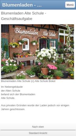 Vorschau der mobilen Webseite www.alte-schule-bokel.de, Blumenladen Alte Schule Bokel