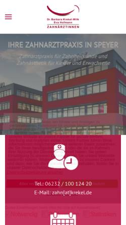 Vorschau der mobilen Webseite www.speyer-zahnarzt.de, Dr. Barbara Krekel-Wilk, Eva Hofmann