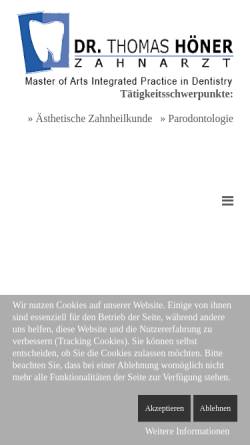 Vorschau der mobilen Webseite www.dr-thomas-hoener.de, Dr. med. dent. Thomas Höner
