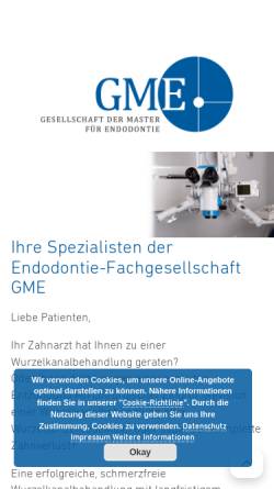 Vorschau der mobilen Webseite www.endomaster.de, GME - Gesellschaft der Master für Endodontie