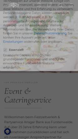 Vorschau der mobilen Webseite www.festzelte-bank.de, Festzeltverleih und Partyservice Ansgar Bank GmbH & Co. Betriebs KG