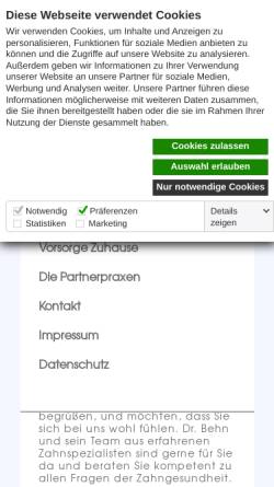 Vorschau der mobilen Webseite www.dr-behn.de, Behn, Dr. Goetz