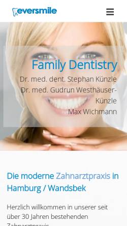 Vorschau der mobilen Webseite www.eversmile.de, Gemeinschaftspraxis Dr. Künzle und Dr. Westhäuser-Künzle