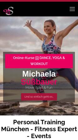 Vorschau der mobilen Webseite www.michaela-suessbauer.de, Michaela Süßbauer - Personal Training und Sport Model