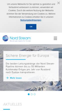 Vorschau der mobilen Webseite www.nord-stream.com, Nord Stream AG