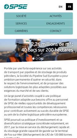 Vorschau der mobilen Webseite www.spse.fr, SPSE Südeuropäische Ölleitung, Lavera-Fos-Karlsruhe - Société du Pipeline Sud-Européen