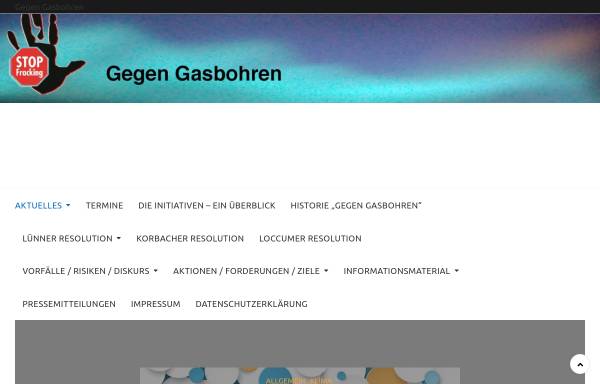 Vorschau von www.gegen-gasbohren.de, Gegen Gasbohren - Vereinigung der Initiativen gegen unkontrollierte Erdgassuche und Hydraulic 