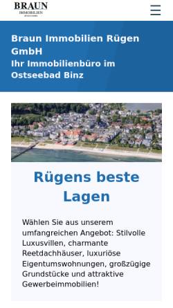 Vorschau der mobilen Webseite www.insel-ruegen-immo.de, Braun Immobilien