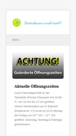 Vorschau der mobilen Webseite www.zweirad-deutschmann.de, Fahrradvermietung und Zweiradhandel Deutschmann
