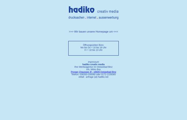 Vorschau von www.hadiko.net, Hadiko Creativ Media; Inh.: Mirko Boy