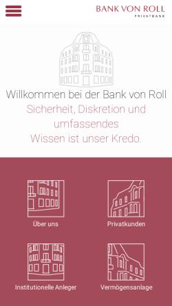 Vorschau der mobilen Webseite www.bankvonroll.ch, Bank von Roll AG