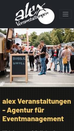 Vorschau der mobilen Webseite www.alex-veranstaltungen.de, Alex Veranstaltungen - Inh. Alexander Kopke
