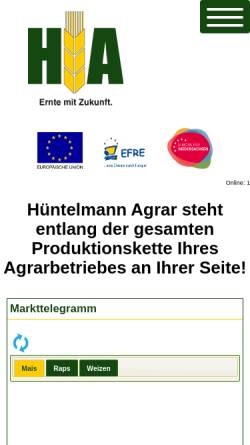 Vorschau der mobilen Webseite www.huentelmann-agrar.de, Ingenieurbüro Wintering - Dipl. Ing. Michael Wintering