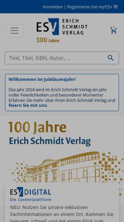 Vorschau der mobilen Webseite www.esv.info, Handbuch der Unternehmensberatung - Erich Schmidt Verlag GmbH & Co. KG
