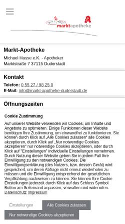 Vorschau der mobilen Webseite www.markt-apotheke-duderstadt.de, Markt-Apotheke