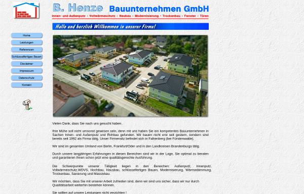 Vorschau von www.henzebau.de, B. Henze Bauunternehmen GmbH