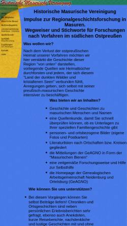 Vorschau der mobilen Webseite www.marc-plessa.de, Historische Masurische Vereinigung