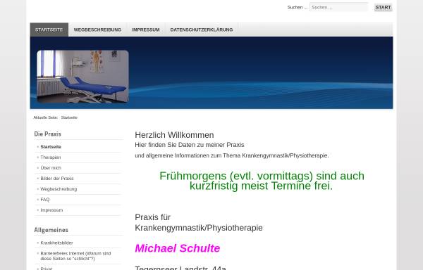 Vorschau von www.mschulte.de, Praxis für Krankengymnastik / Physiotherapie Michael Schulte