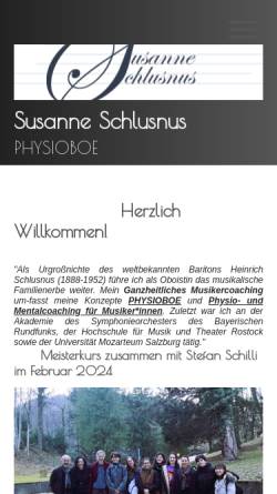 Vorschau der mobilen Webseite www.susanne-schlusnus.de, Susanne Schlusnus