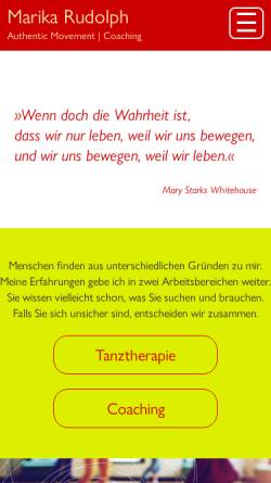 Vorschau der mobilen Webseite www.marika-rudolph.de, Marika Rudolph, Praxis für Tanz- und Ausdruckstherapie