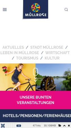 Vorschau der mobilen Webseite www.muellrose.de, Stadt Müllrose