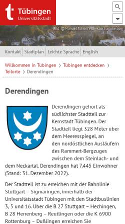 Vorschau der mobilen Webseite www.tuebingen.de, Derendingen