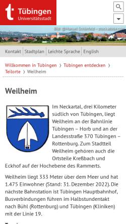 Vorschau der mobilen Webseite www.tuebingen.de, Weilheim